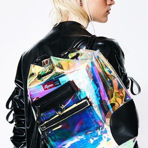 Dolls Kill Holographic Transparent Convertible Bag
